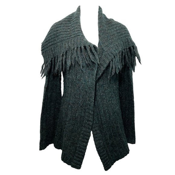 Magaschoni Italian Mohair Wool Blend Fringe Cardigan Size Small - Picture 1 of 10